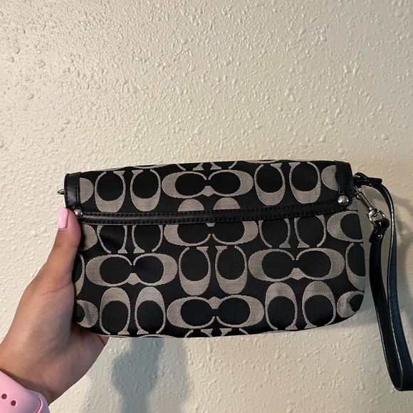 Coach Black and Gray Patterned Wristlet - Picture 2 of 6